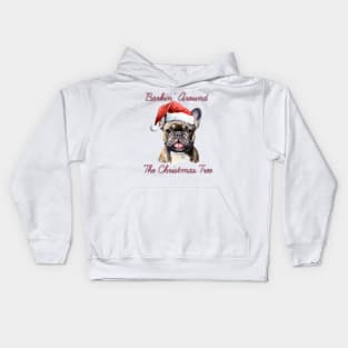 Christmas French Bulldog Dog in Santa Hat Kids Hoodie